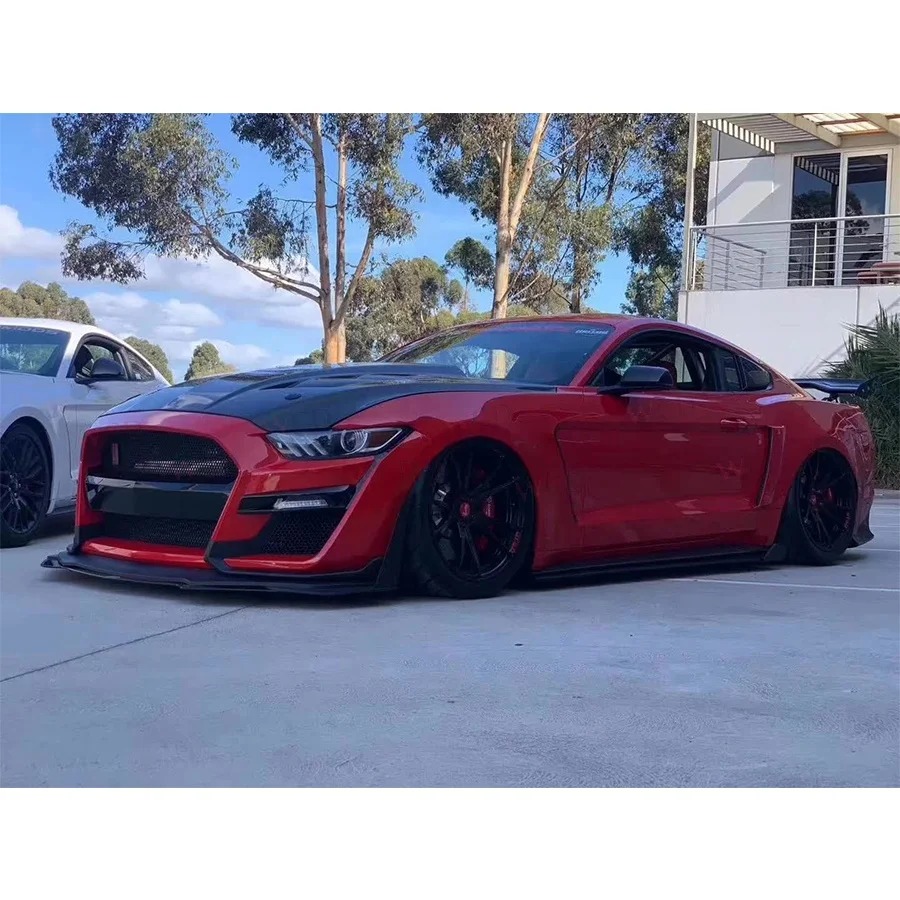 AC Style Front Hood for  Mustang 2015-2017 Carbon Fiber Body Kits Front Engine Hoods Bonnet Cover Car Bodykit